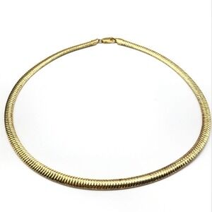 Milor 925 Italy Sterling Silver Gold Plated Flat Omega Chain Necklace 17"